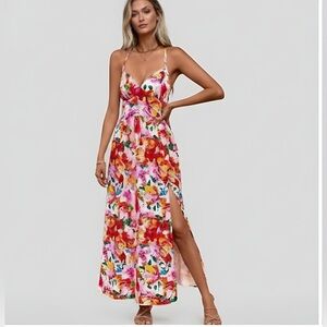Floral Midi Dress With Side Slit